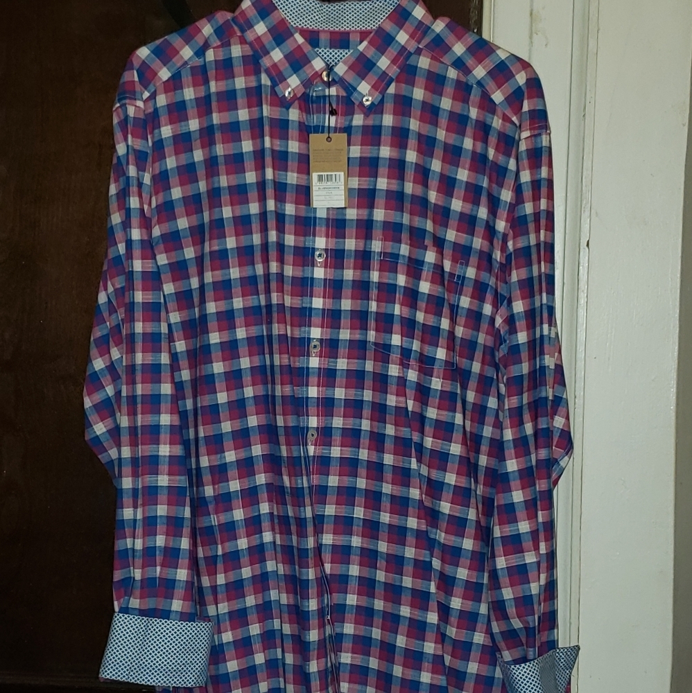 Johnston & Murphy Plaid Button Up shirt Mens XL